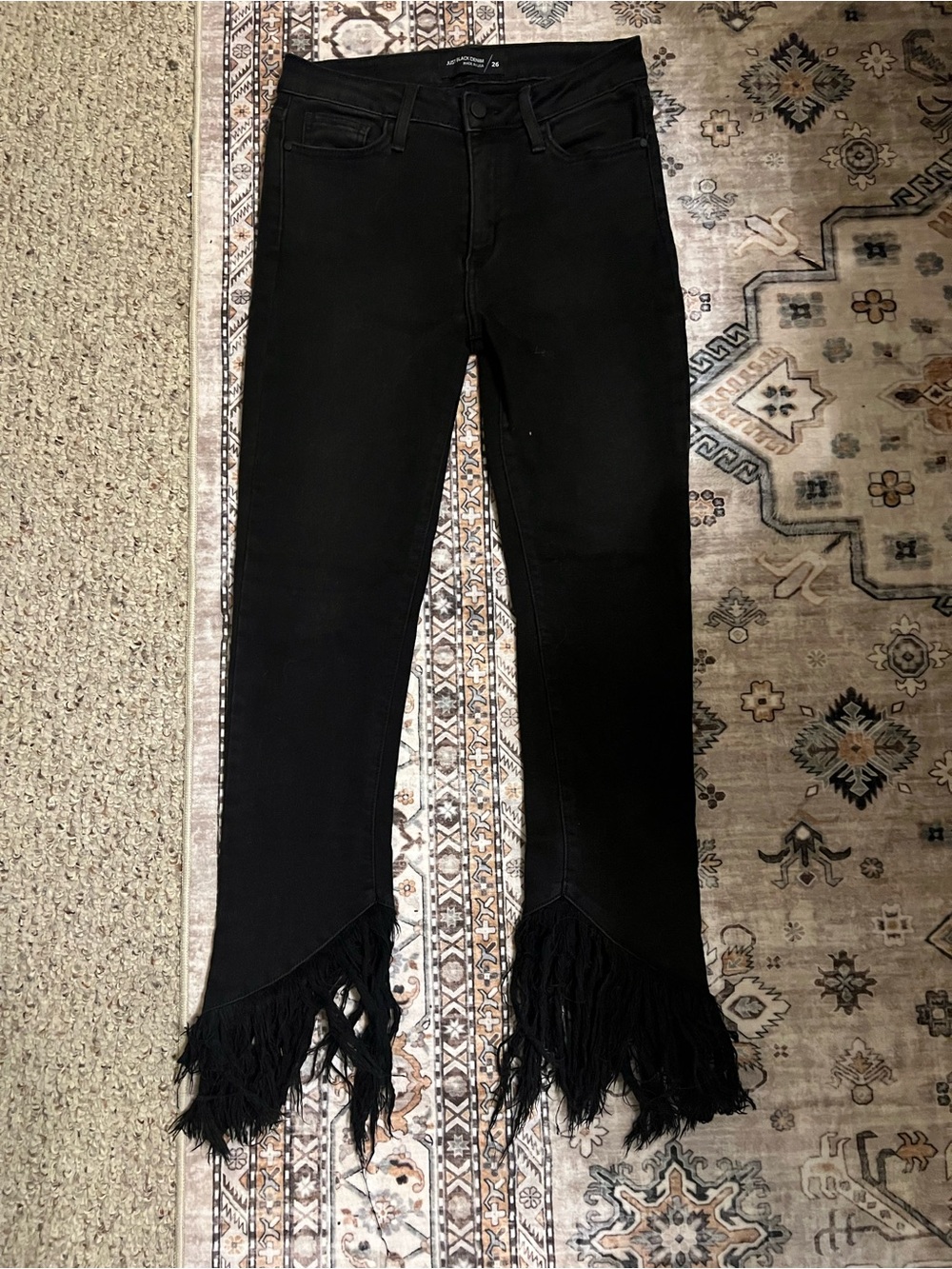 Just Black Black Fringe Hem Flare Jeans